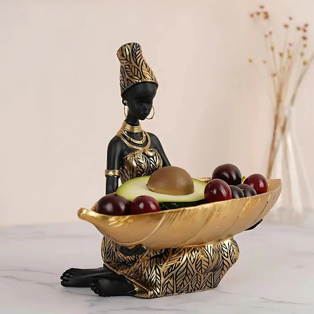 Sculpture Storage Tray full view showing handcrafted resin figurine with serving tray functionality which is perfect for kitchen
