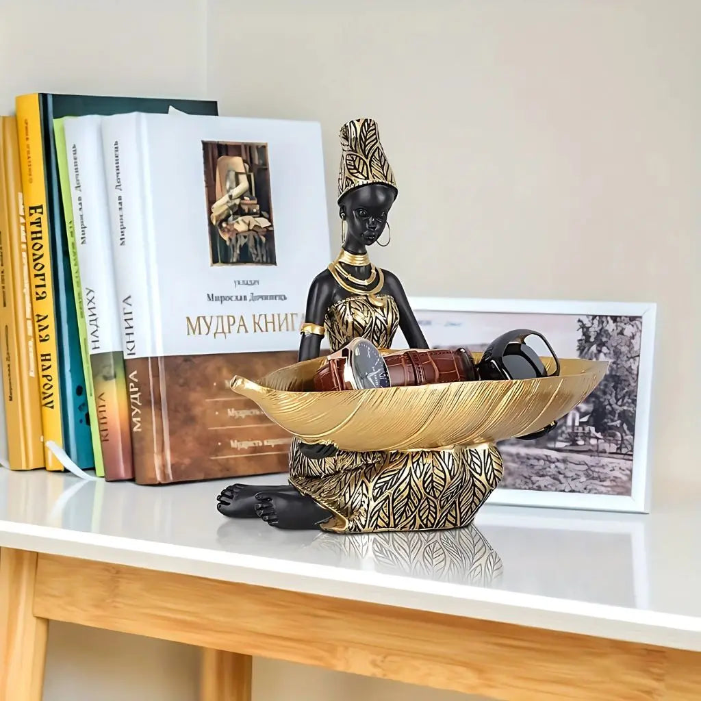 African-inspired Mira Sculpture Storage Tray perfect for accessories and home organization