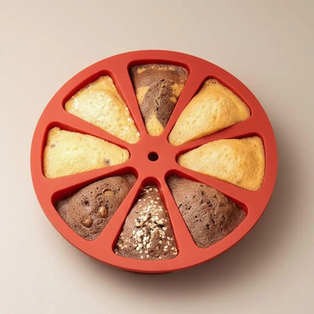 Food grade silicone cake mold with sectioned compartments for even baking and easy release