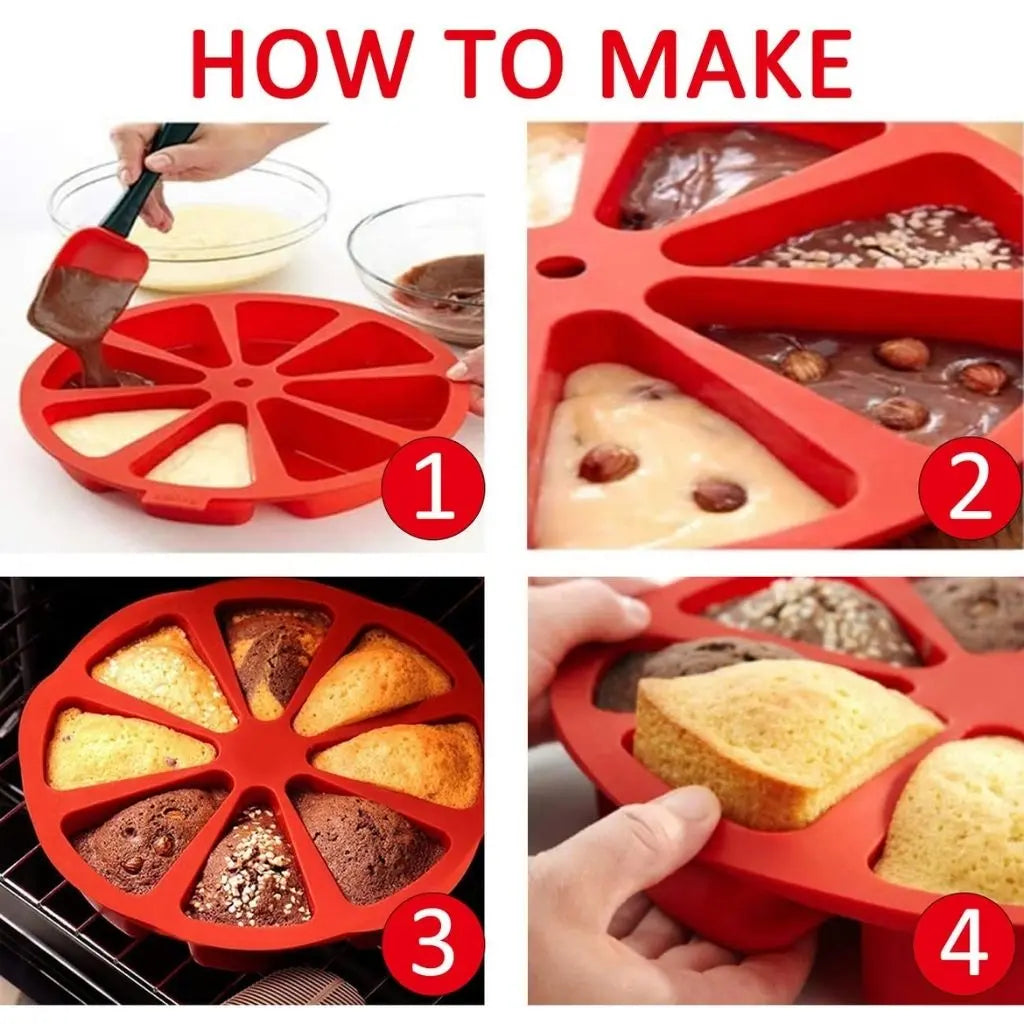 Reusable silicone dessert mold with multiple sections for individual cake portions