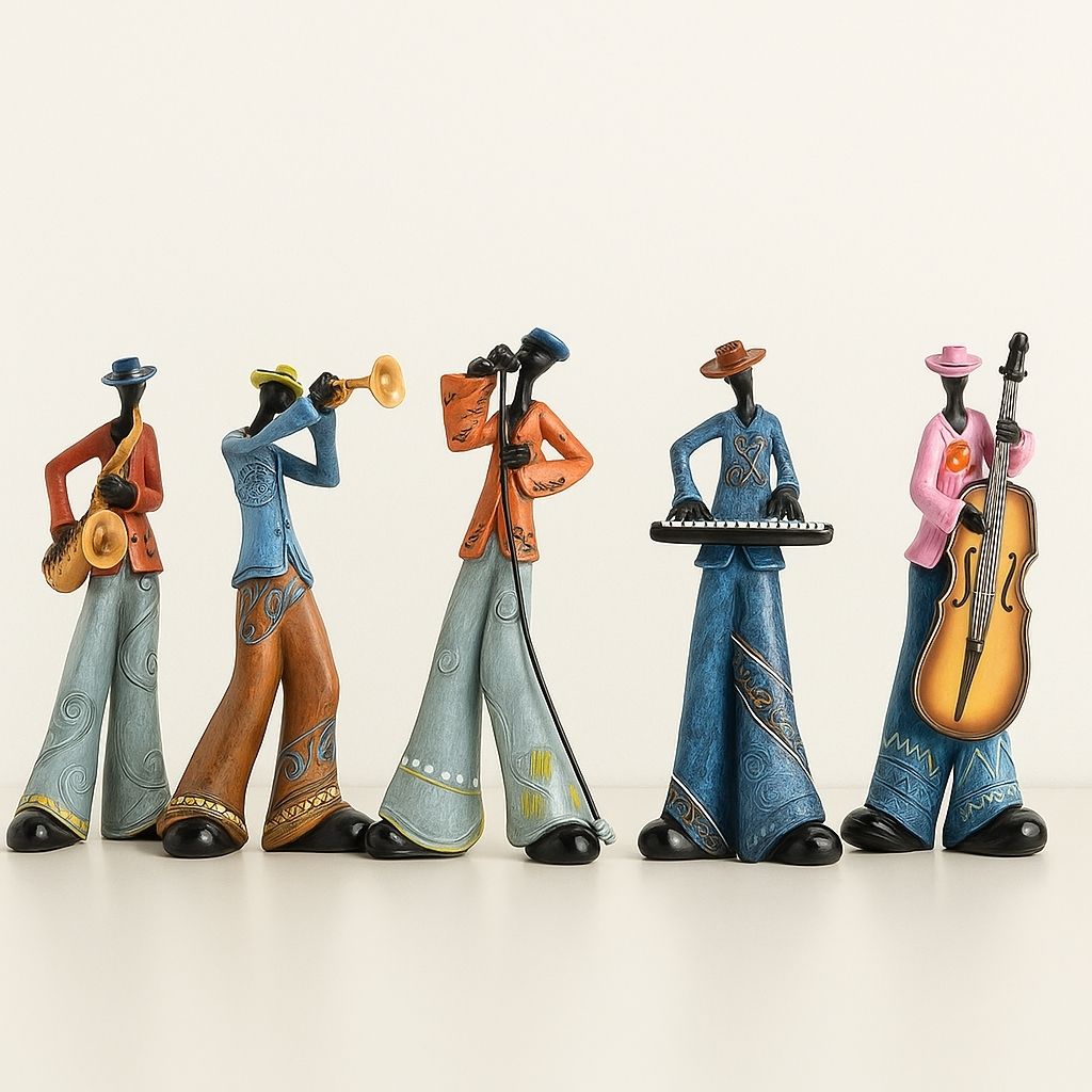 Vintage music figurines with detailed retro styling perfect for music enthusiast home decoration