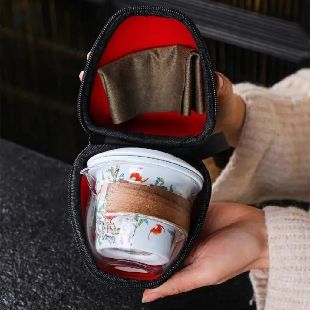 Premium travel tea kit jade porcelain teapot and cups with portable design for tea lovers