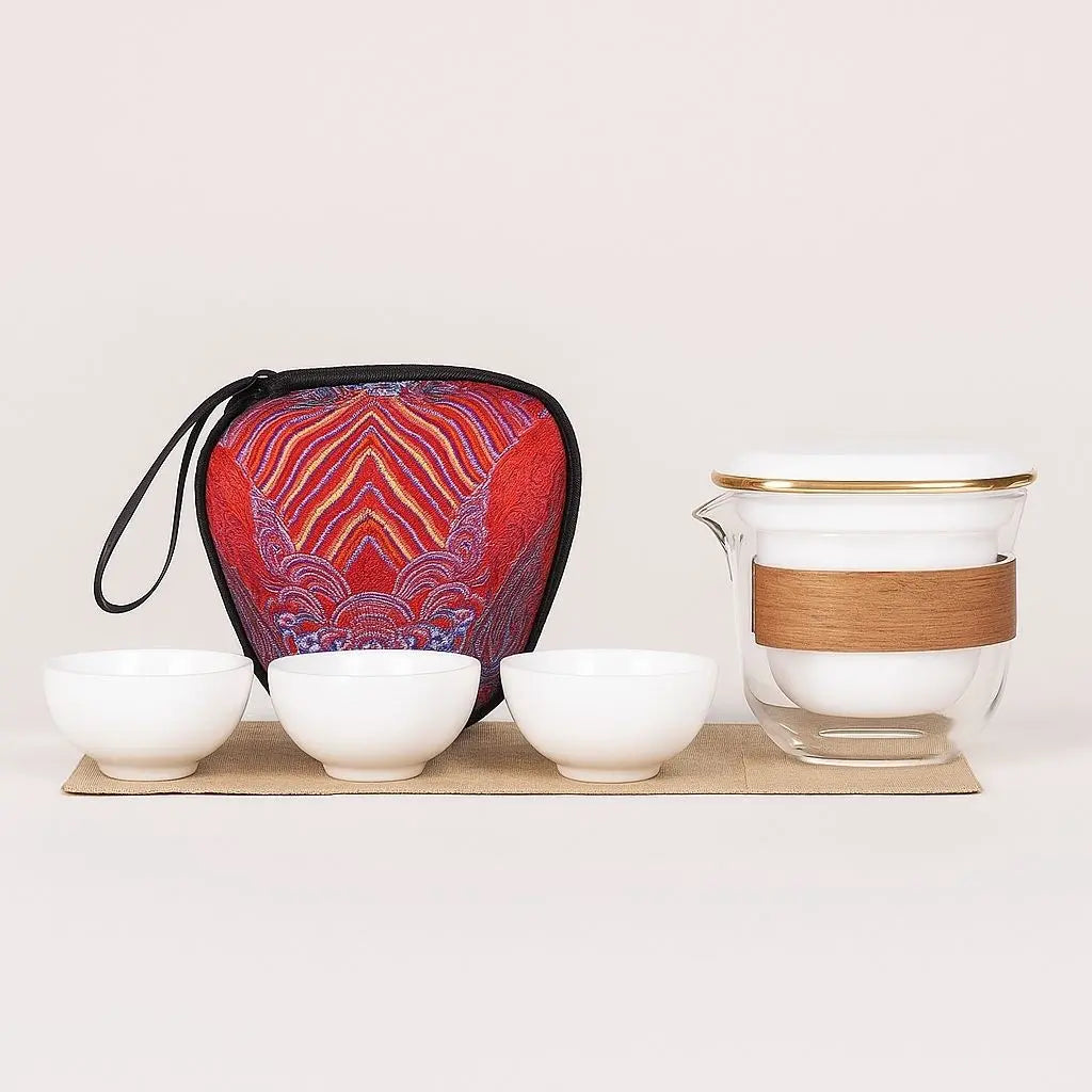 Portable jade porcelain tea set complete with teapot cups and tray for travel tea ceremonies