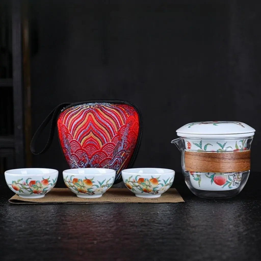 Premium jade porcelain travel teapot set with cups perfect for portable tea ceremony rituals
