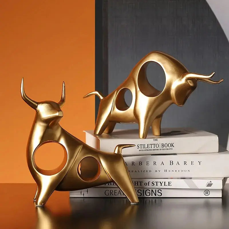 Noir Aureum Bull Sculptures