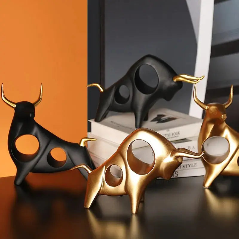 Noir Aureum Bull Sculptures