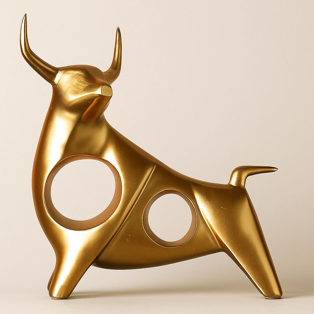 Noir Aureum Resin Bull Sculpture