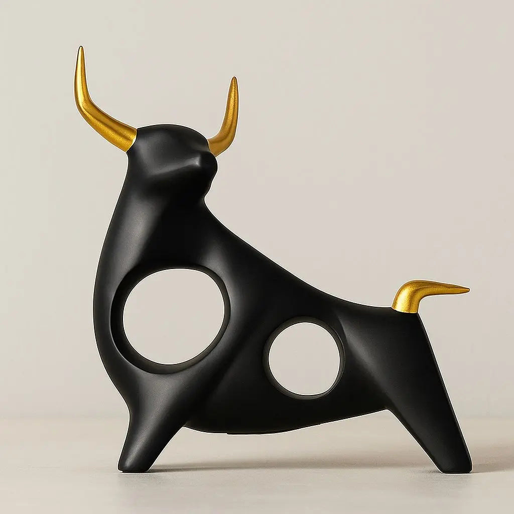 Noir Aureum Resin Bull Sculpture Inovessa
