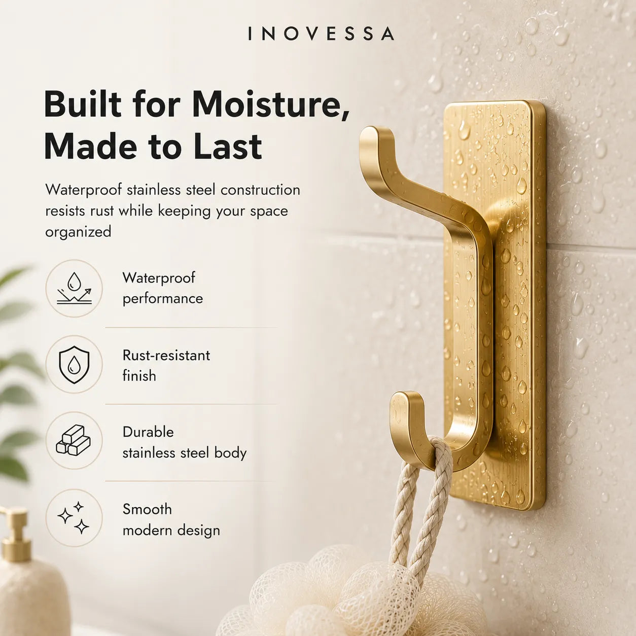 Novera Stainless Steel Adhesive Hooks