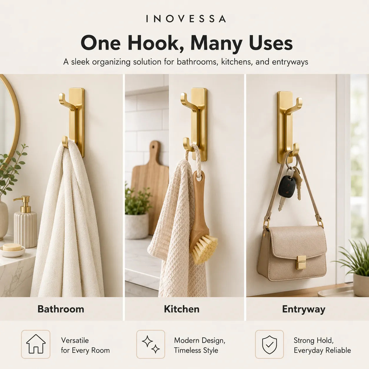 Novera Stainless Steel Adhesive Hooks