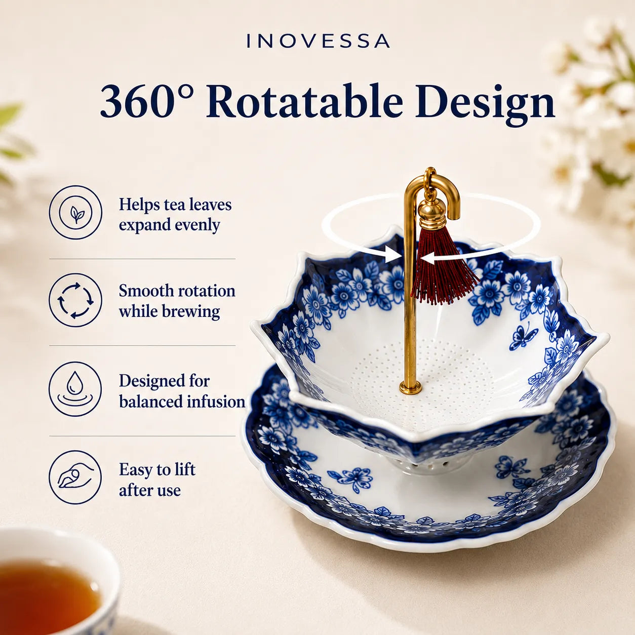 Umbrella Rotating Ceramic Tea Strainer