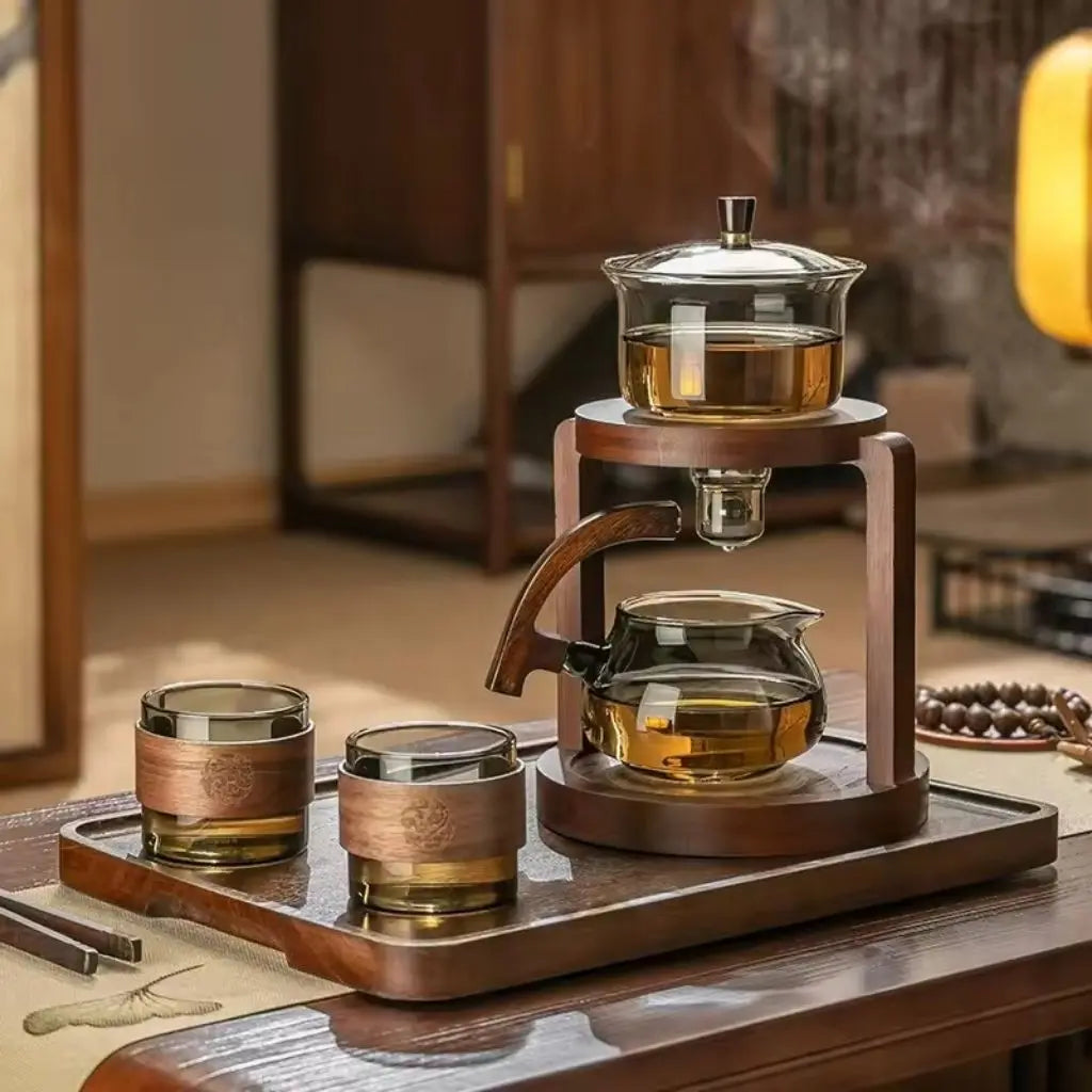 Orvanna glass tea infuser set - smart automatic teapot with heat-resistant cups for loose leaf tea brewing