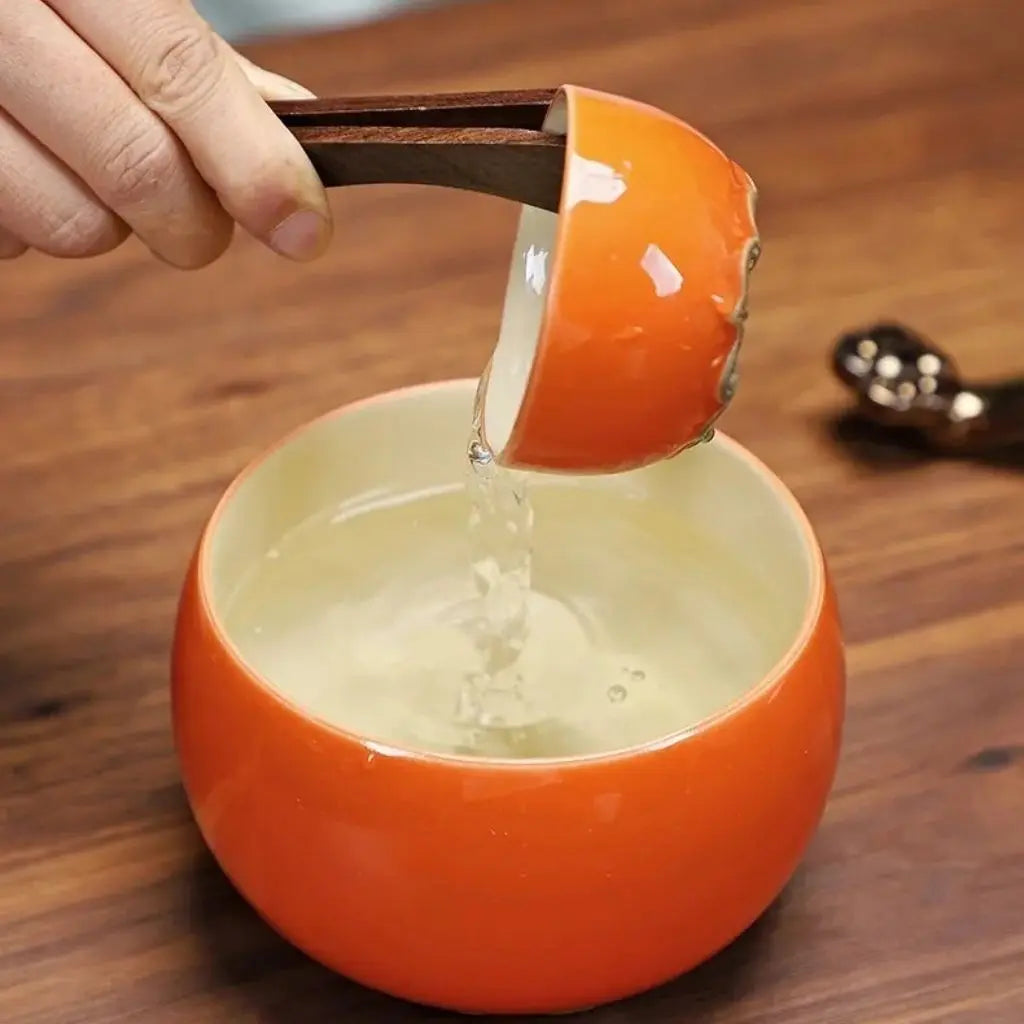 Persimmon porcelain tea set orange ceramic teapot with cups perfect tea ceremony gift collection