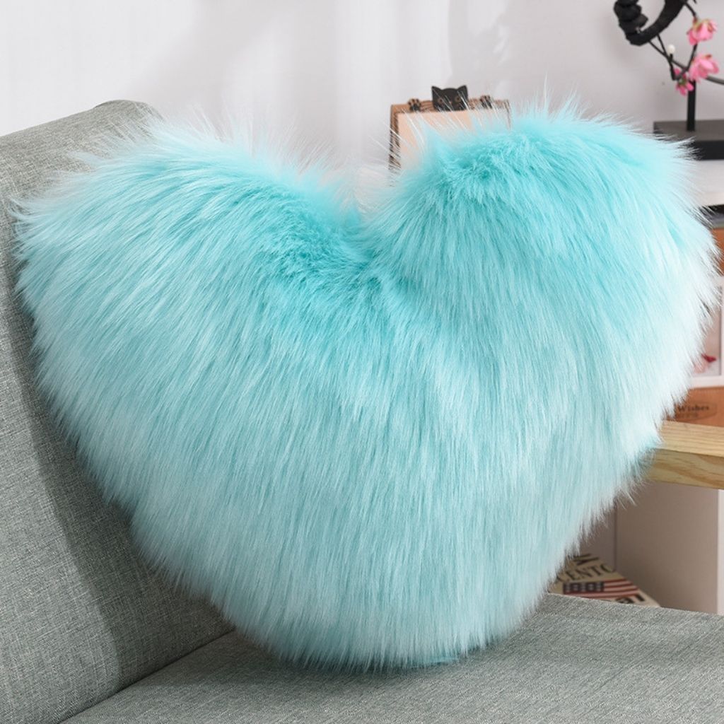 Heart shaped throw pillow plush fabric fiber filling modern decorative accent for home interior