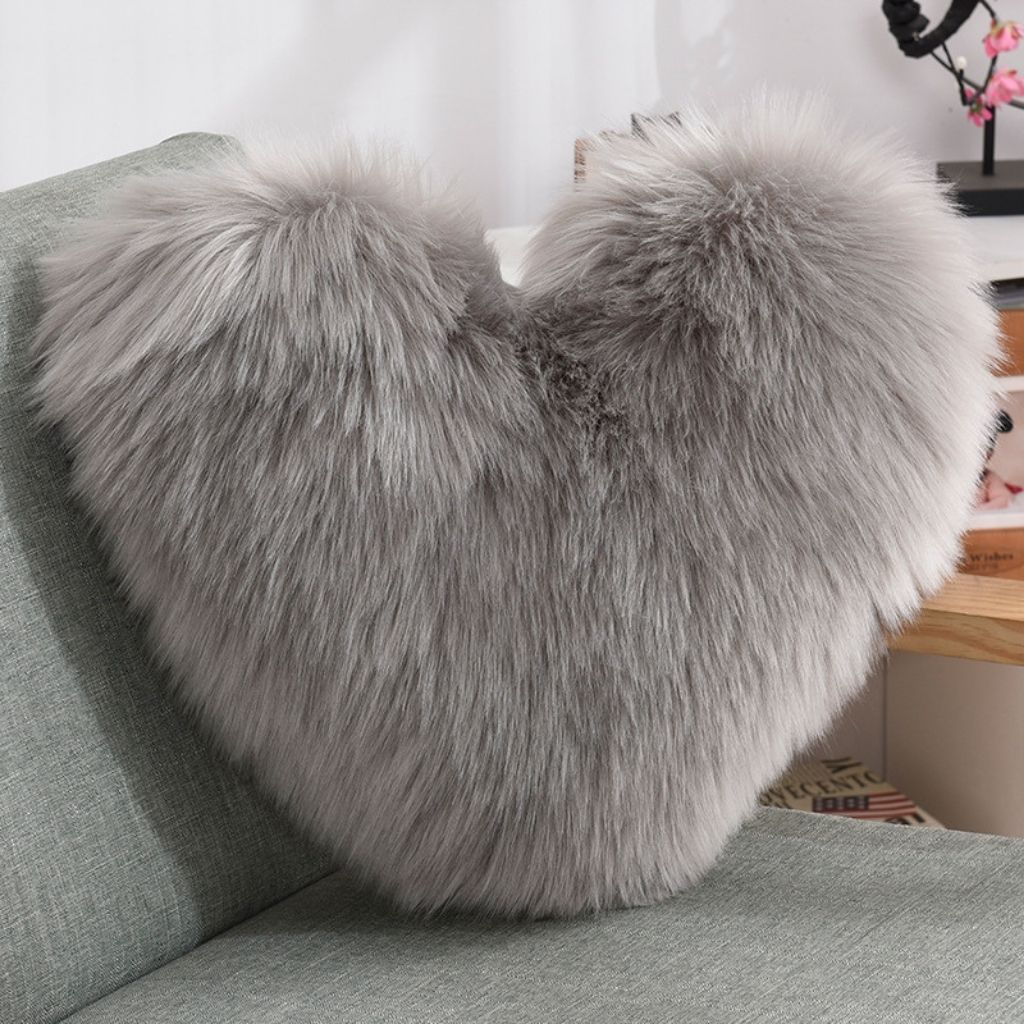 Soft heart decorative pillow with fluffy filling Nordic style accent cushion for cozy living space