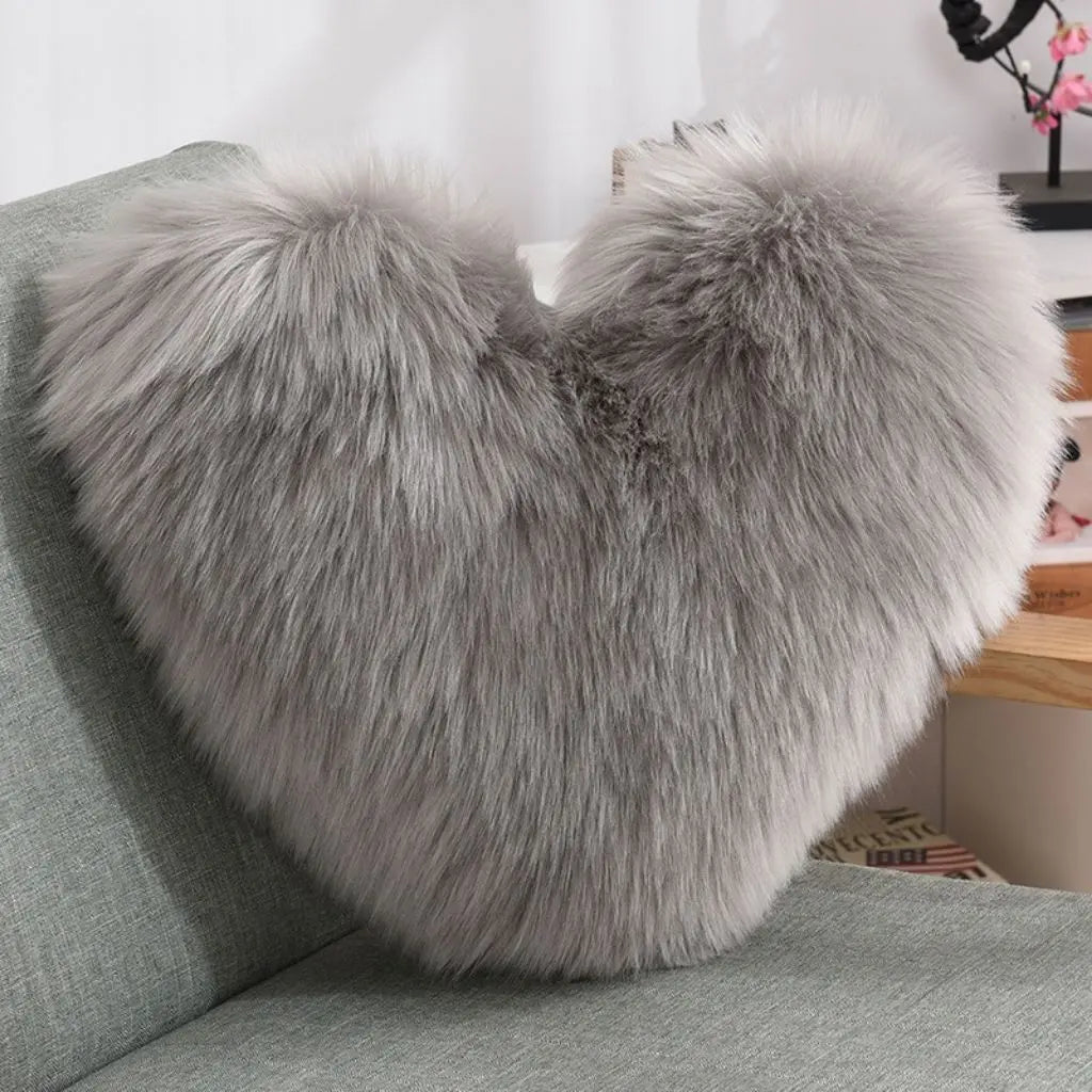 Soft heart decorative pillow with fluffy filling Nordic style accent cushion for cozy living space