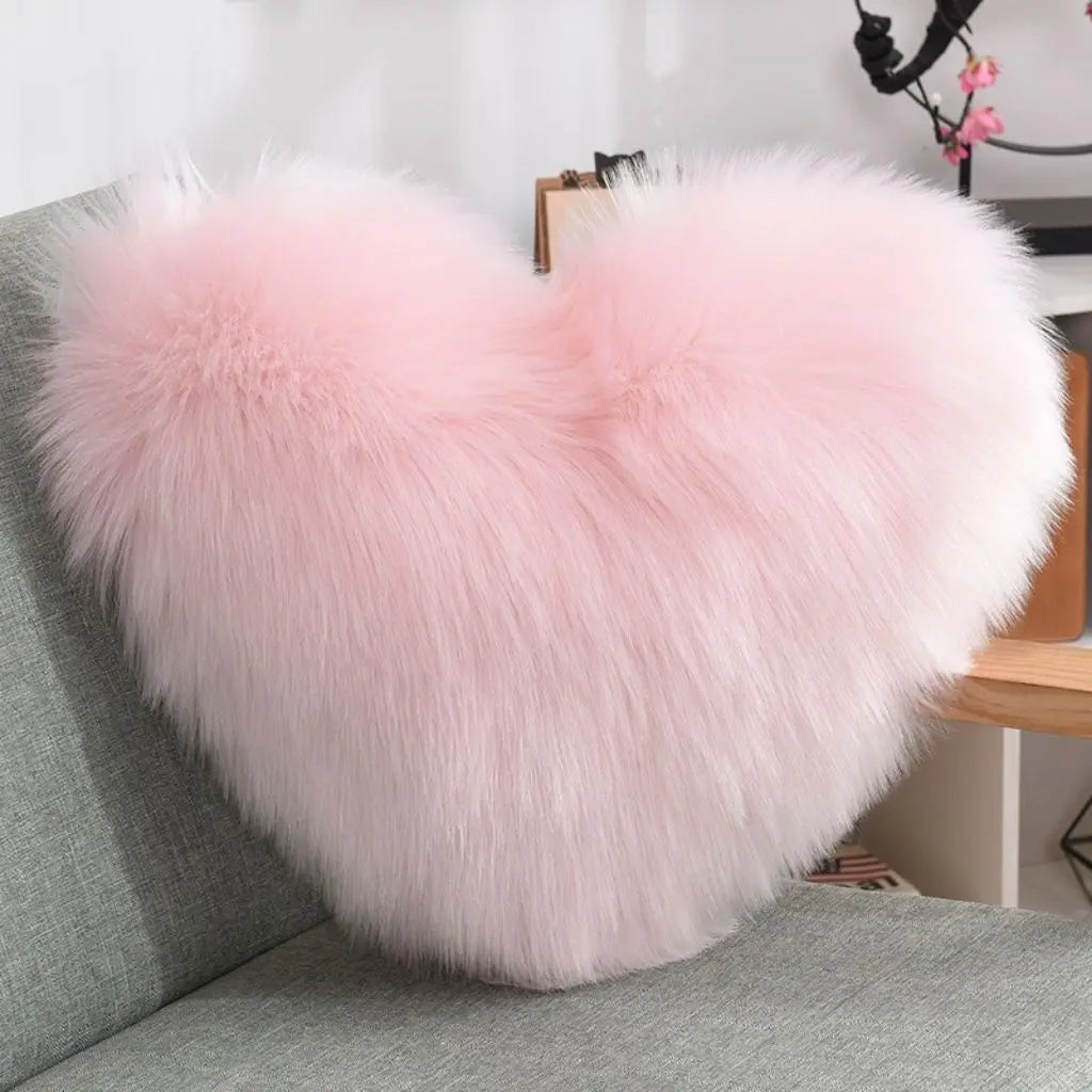 Plush heart shaped pillow decorative throw cushion fiber filled soft accent for bedroom decor
