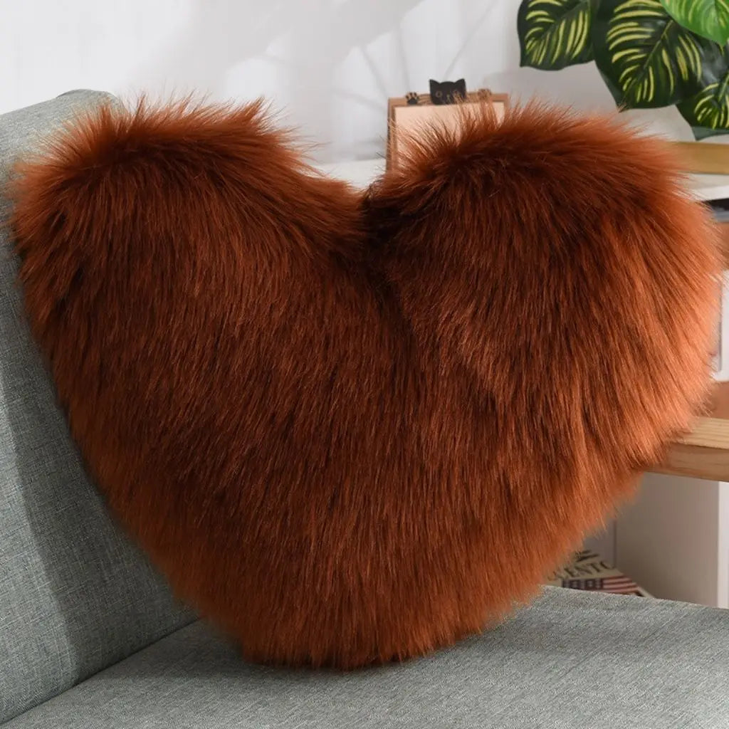 Soft heart shaped throw pillow with fluffy fiber filling perfect cozy bedroom sofa decoration