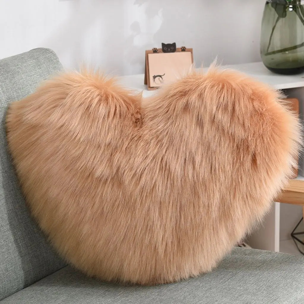 Decorative heart pillow soft plush material Nordic design throw cushion for bedroom sofa styling