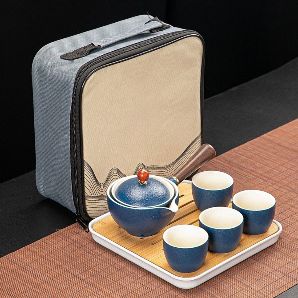 Portable ceramic tea set retro style teapot and cups perfect for tea gifting