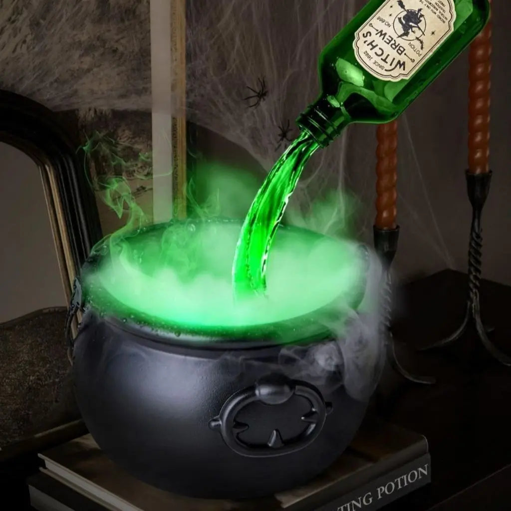 Witch cauldron set showing multiple sizes from small to large for Halloween centerpiece displays