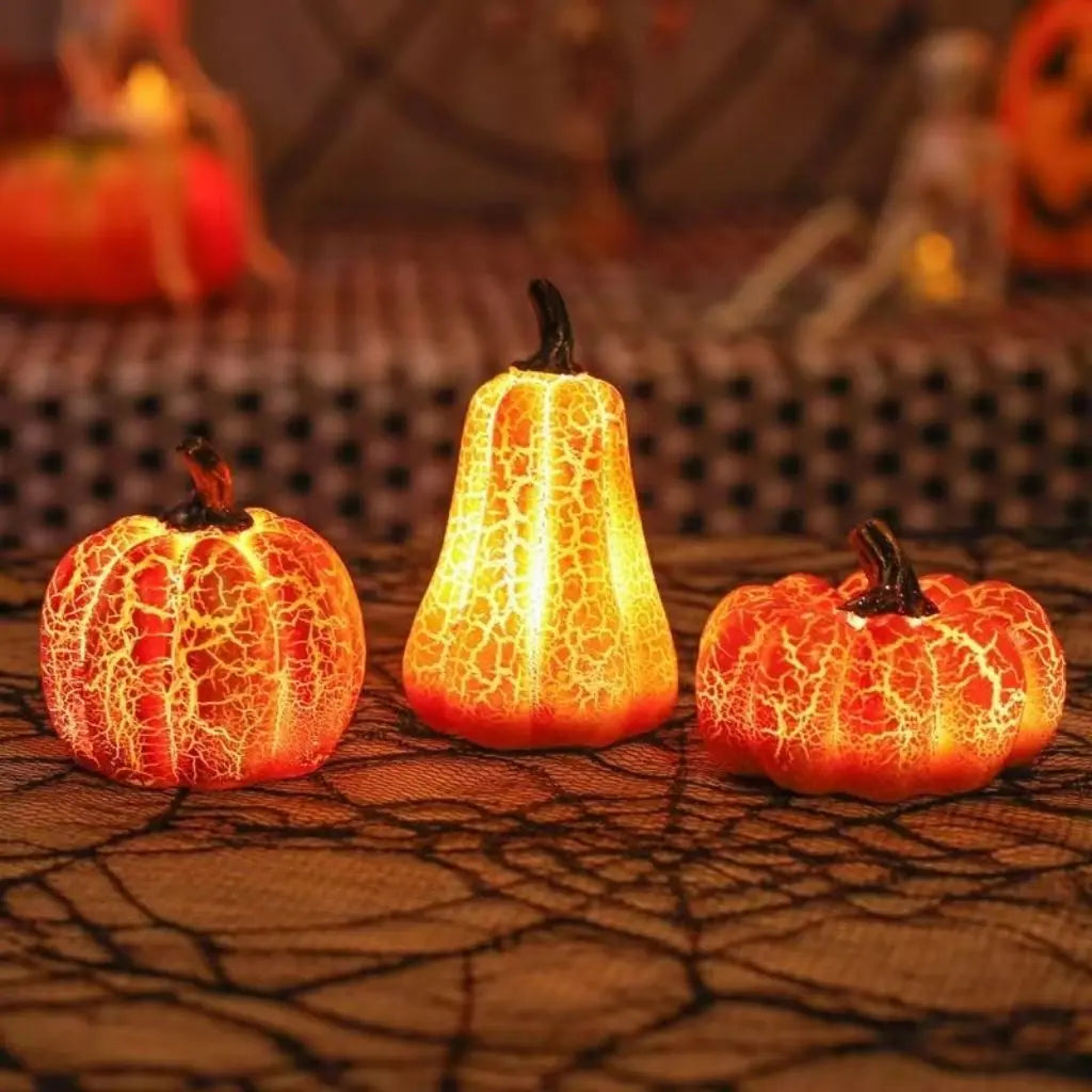Halloween pumpkin lights with flickering LED effect for authentic autumn harvest displays
