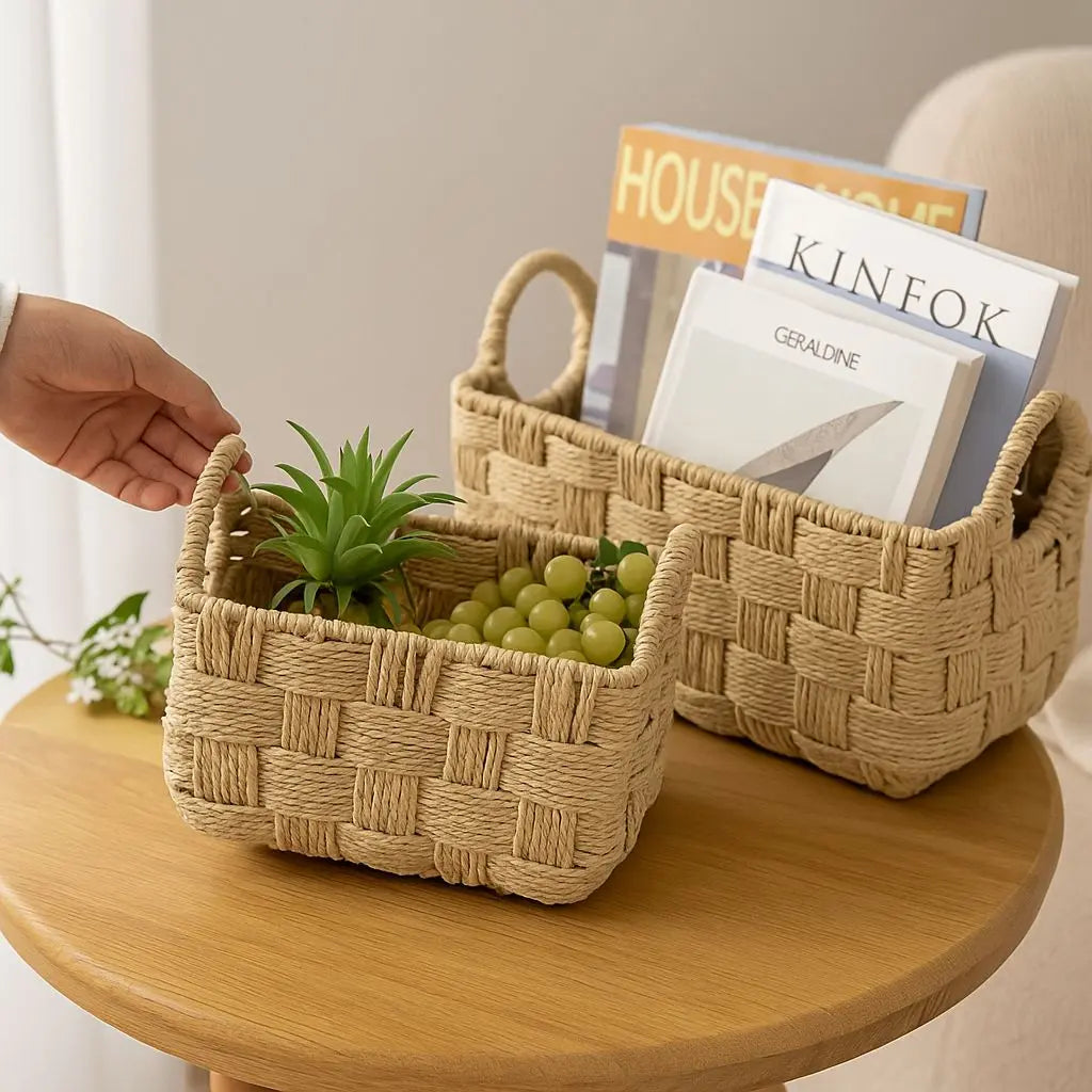 Rosa Handwoven Storage Rope Baskets Inovessa