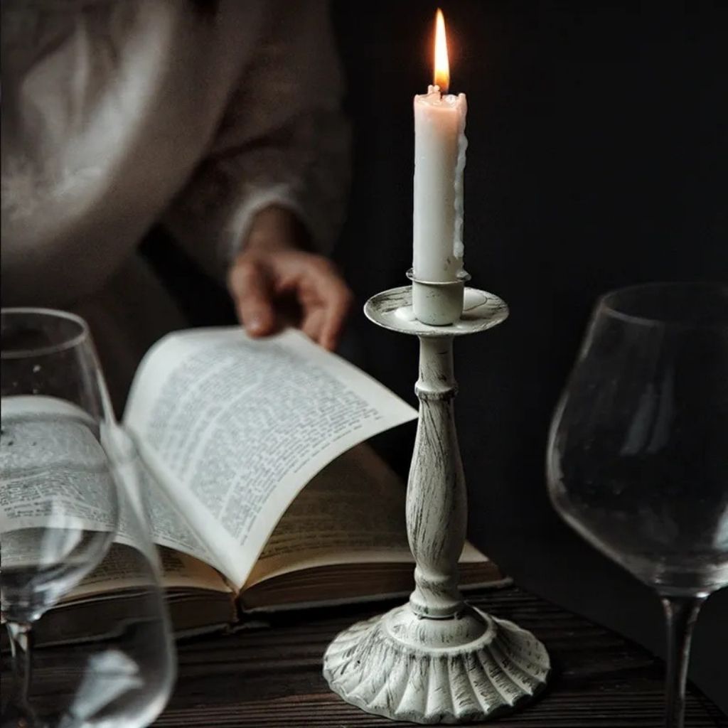 Decorative metal candle stand ornate scrollwork base holds 1 3 5 candles wedding table centerpiece