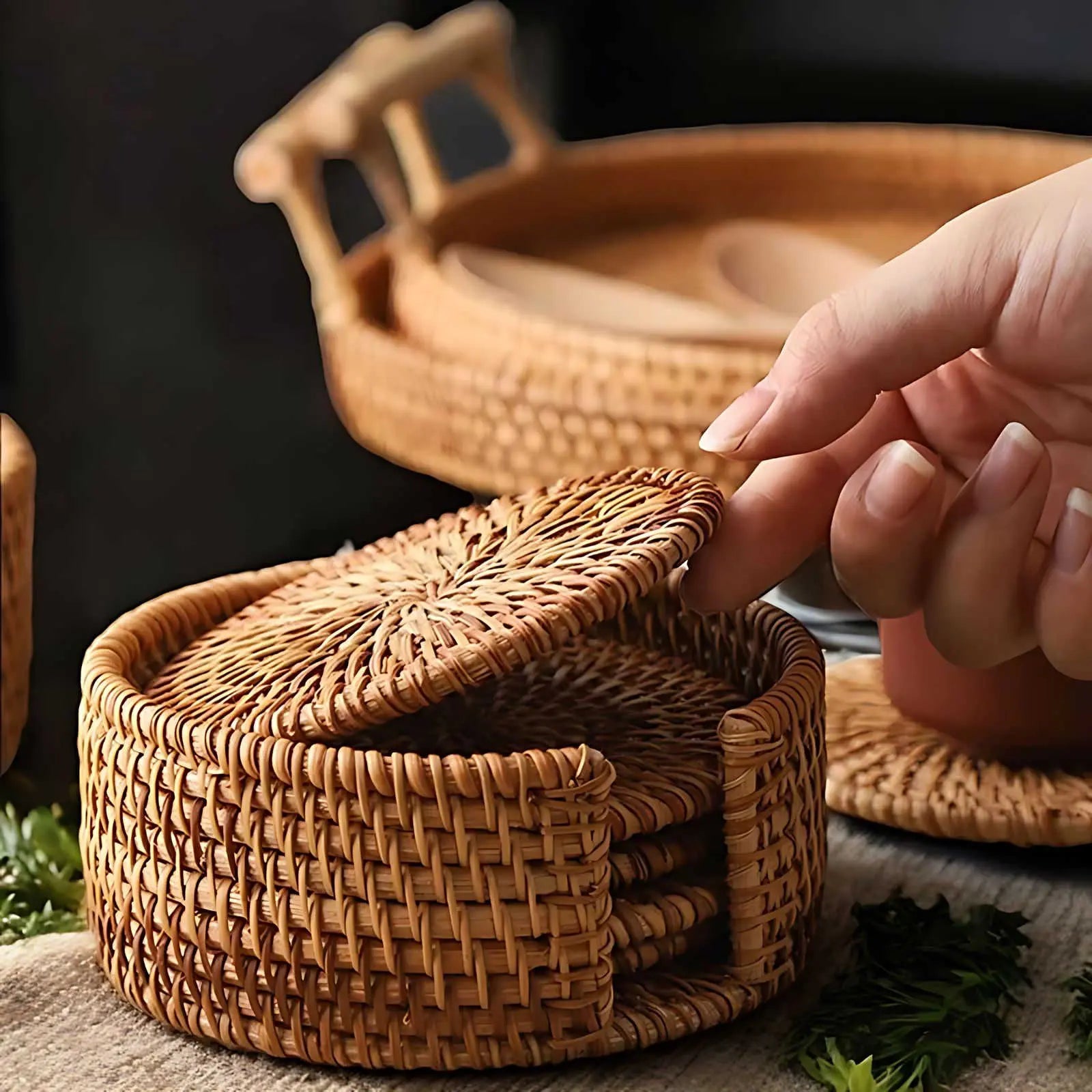 Cestino Coffee & Tea Bamboo Coasters Inovessa