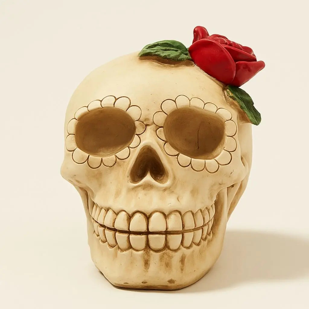 Skull lamp design showcasing realistic bone structure and LED lighting from multiple angles