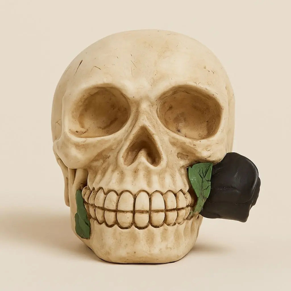 Halloween party decor featuring skull lamp creating atmospheric lighting for spooky celebrations