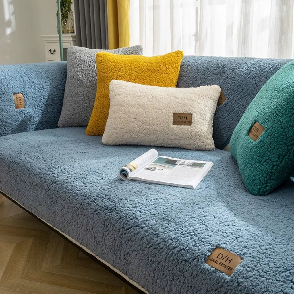 Viscose sofa throw with wool texture providing comfort upgrade and stylish furniture care solution