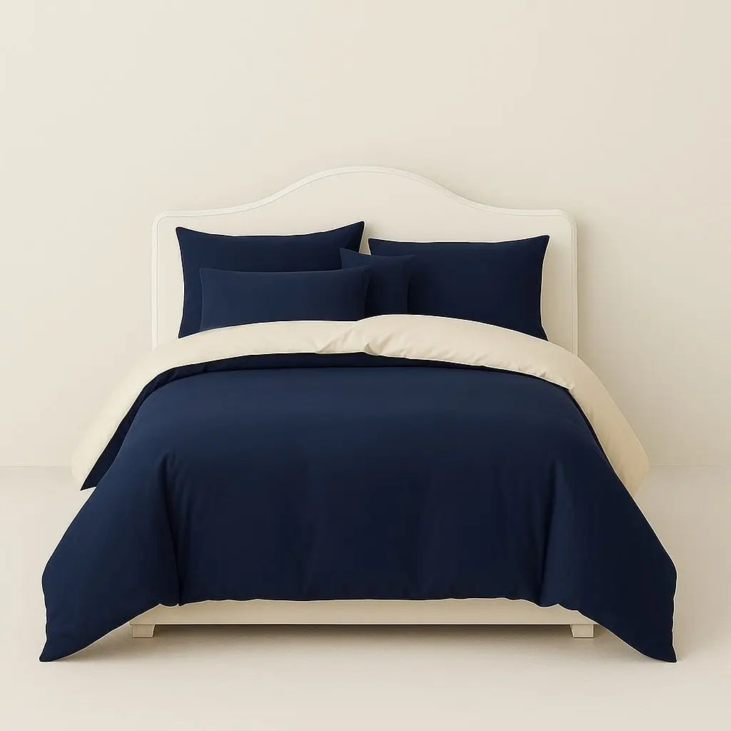 Complete bedding collection available in twin, queen, and king sizes with coordinated solid colors