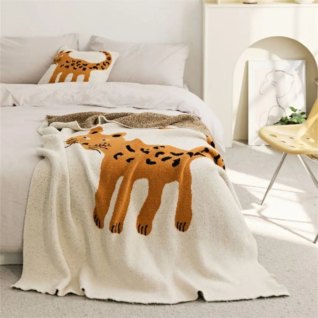 Velvet leopard print bedding set with soft fabric and modern animal print design for home comfort