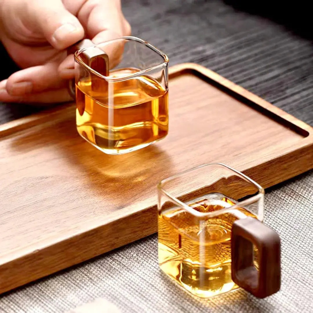 Squaro Wood Handle Glass Mug Inovessa
