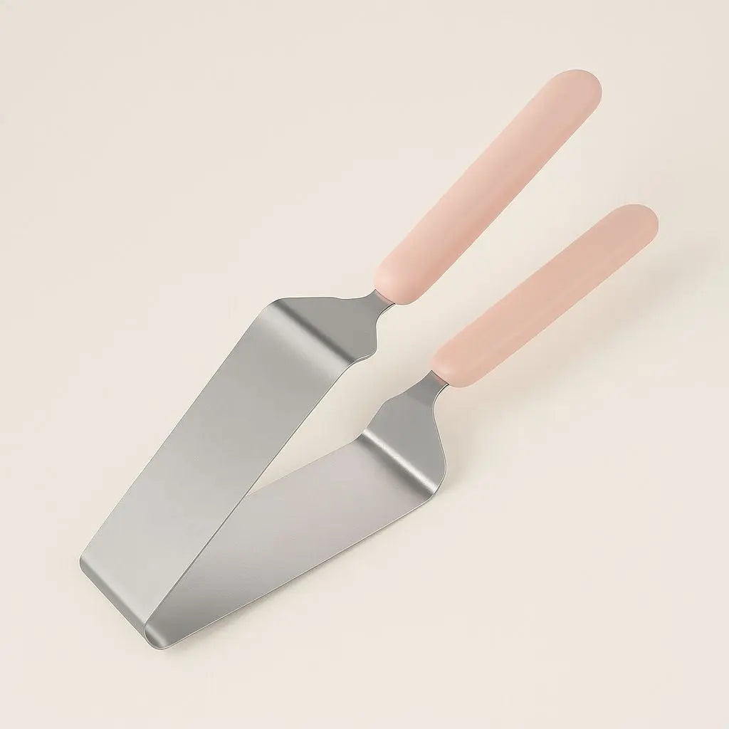 Stainless steel cake server knife with ergonomic handle for precise cake cutting and serving.