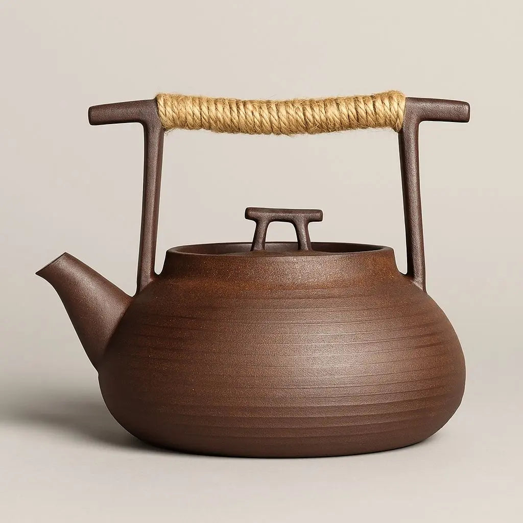 New Chinese style ceramic teapot with rustic stoneware finish for authentic tea brewing experience