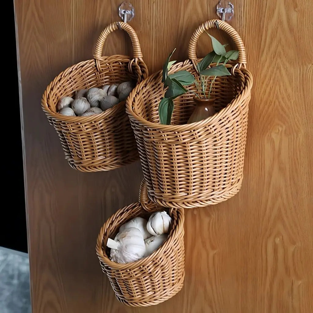 Wicker storage solution featuring natural rattan weave, handcrafted organizer for modern homes