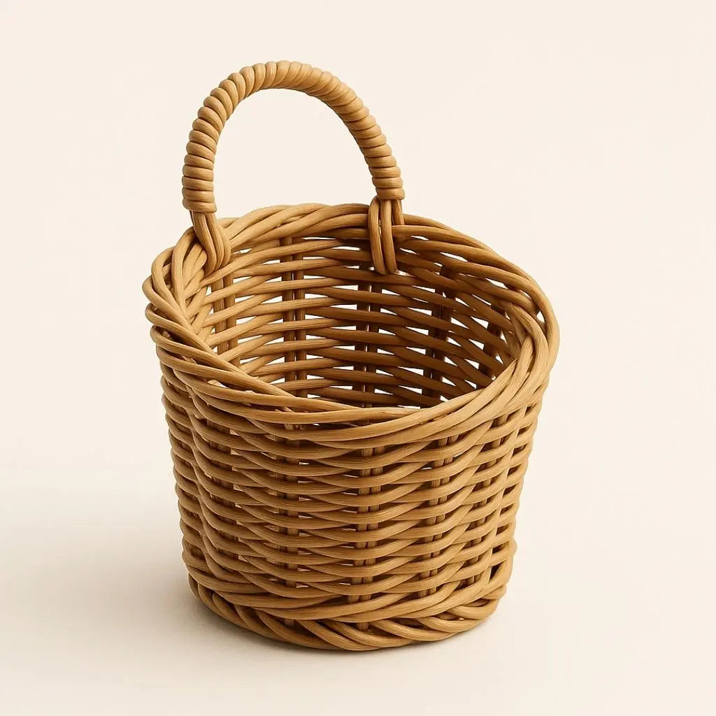 Rattan storage basket with eco-friendly design, natural wicker organizer for sustainable living
