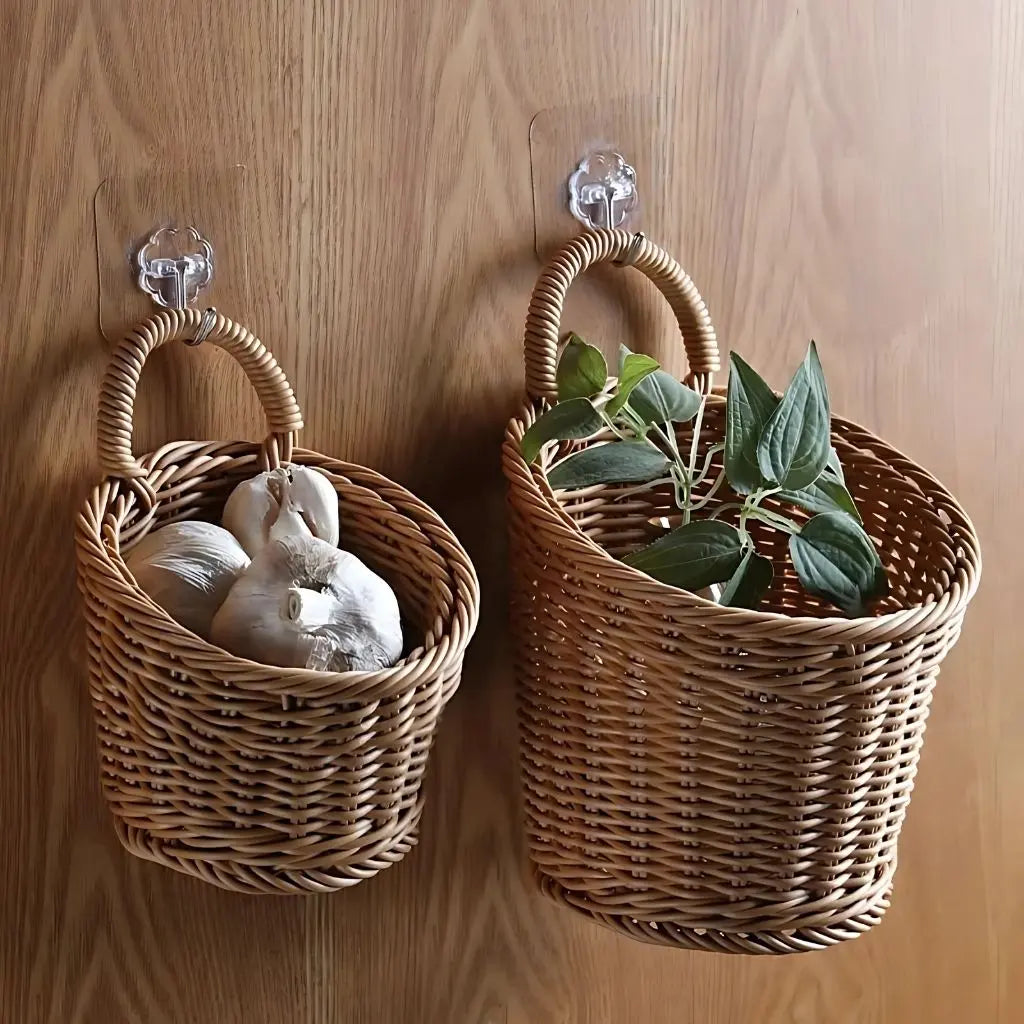 Handwoven storage basket crafted from sustainable rattan, artisan-made organizer with secure lid