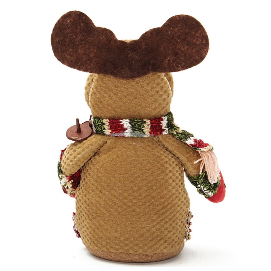 Embroidered Christmas figurine with weighted base for stable display