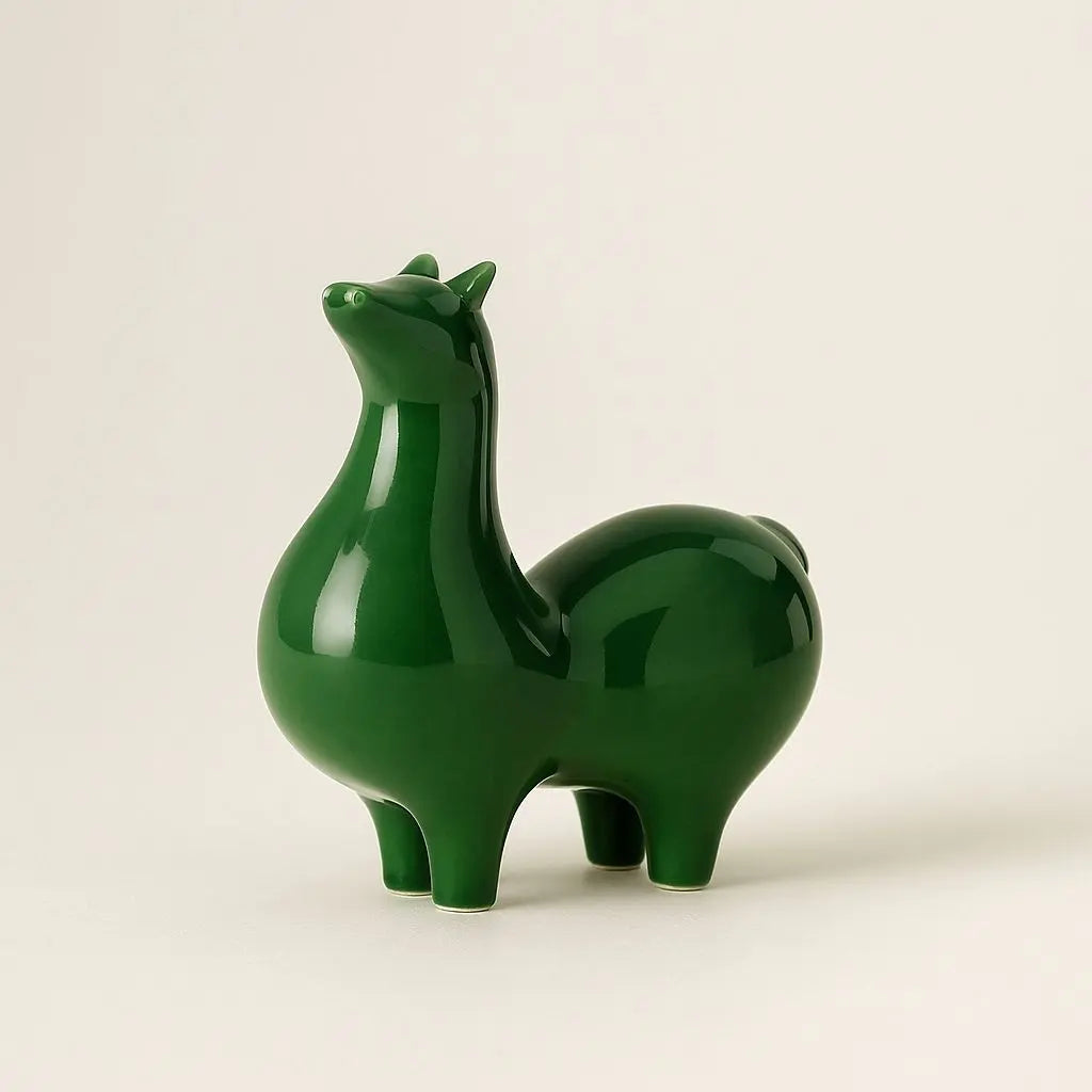 Traditional celadon glazed ceramic horse statue feng shui prosperity home decoration