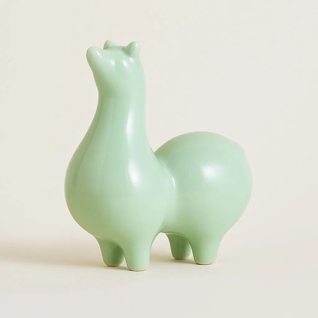 Ceramic horse figurine celadon green glaze feng shui good fortune decorative statue