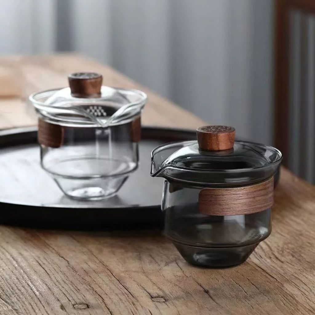 Glass gaiwan designed for mindful tea ceremony and traditional brewing rituals