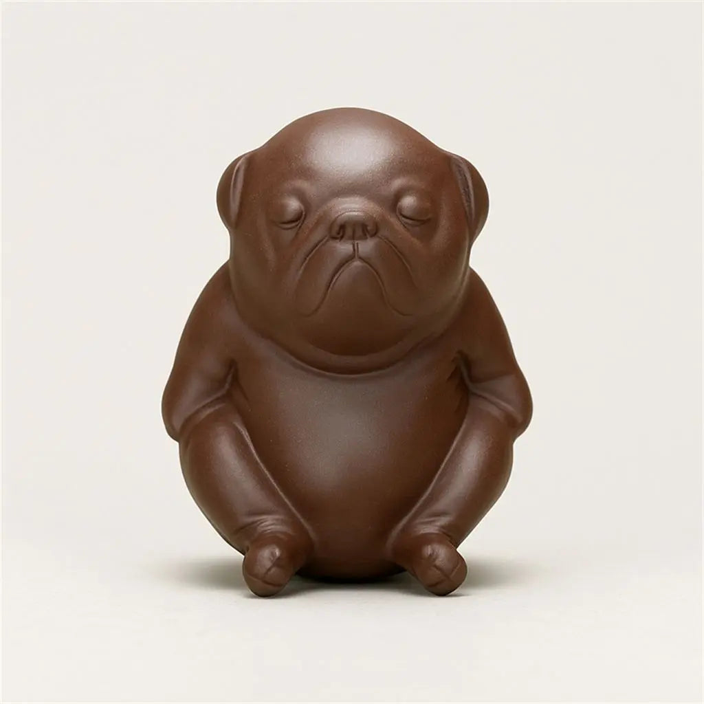 Handcrafted purple clay tea pet dog figurine made from authentic yixing zisha clay for tea ceremonies