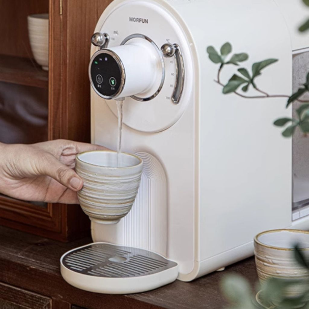 Complete Nordic ceramic tea set with teapot cups and tray in minimalist neutral design