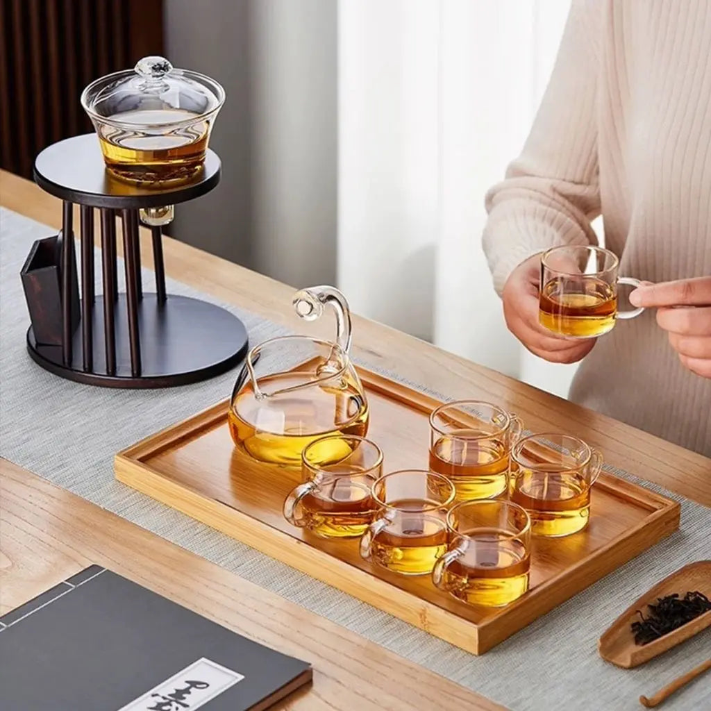 Magnetic tea infuser with borosilicate glass teapot featuring gooseneck spout for precise pouring