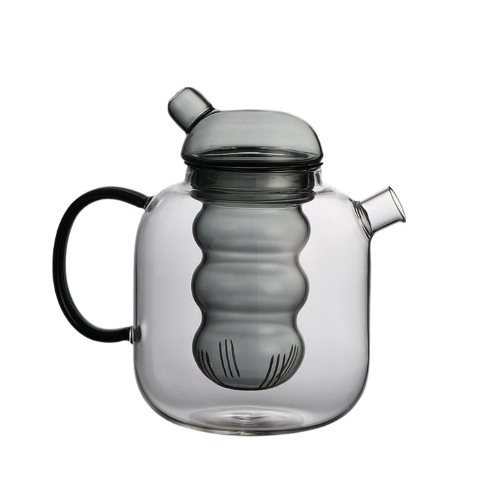 Durable glass teapot for daily home use with easy pour spout and filter