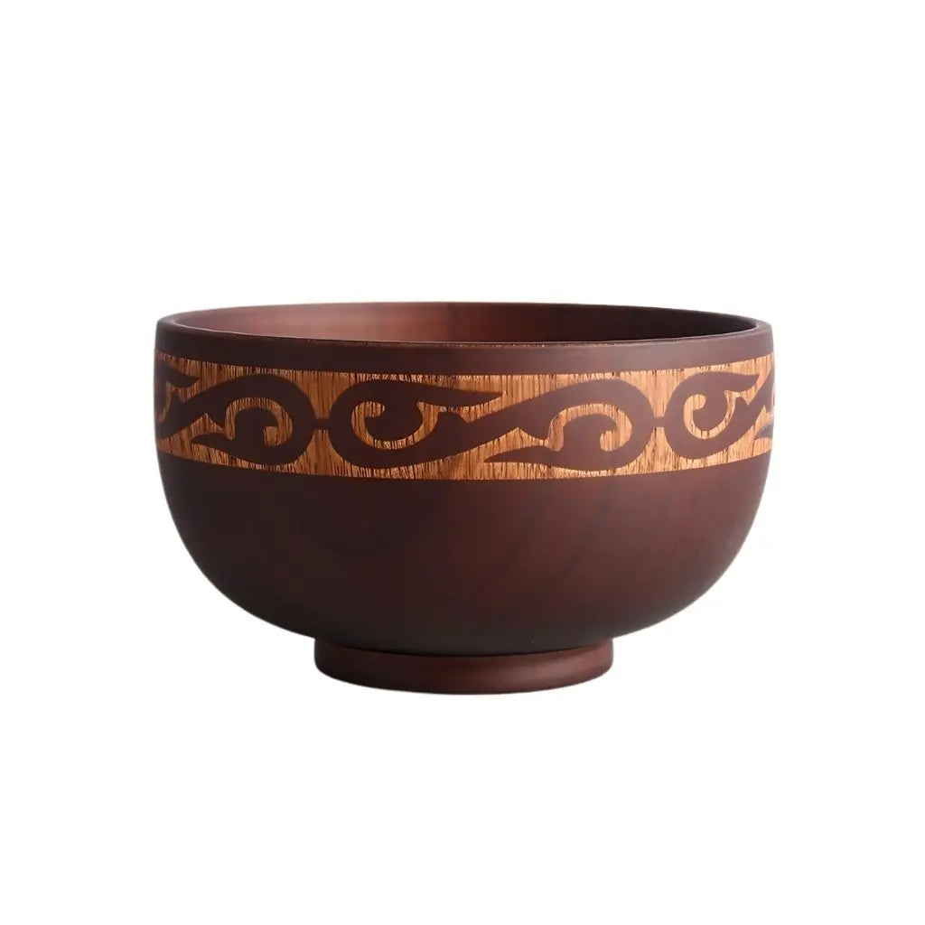Carved wooden bowl collection showing ethnic dining accessories and rustic tableware for home use