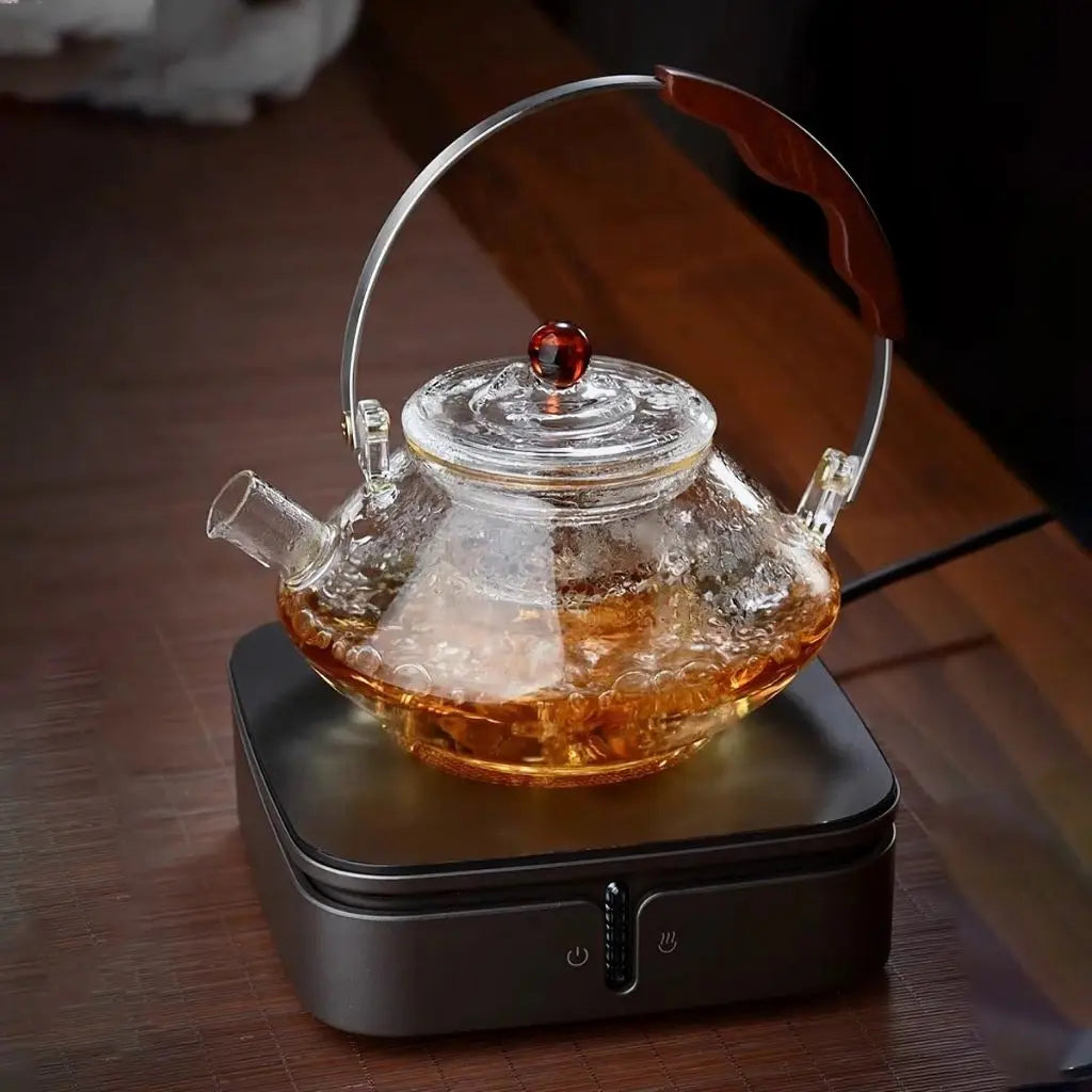 Stovetop safe glass teapot with built-in infuser - premium borosilicate tea maker 750ml capacity